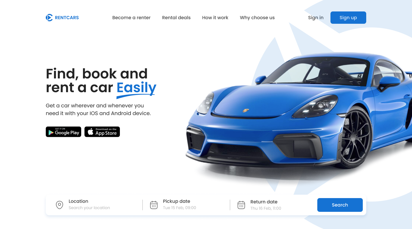 Car Rental Landing Page – Figma project